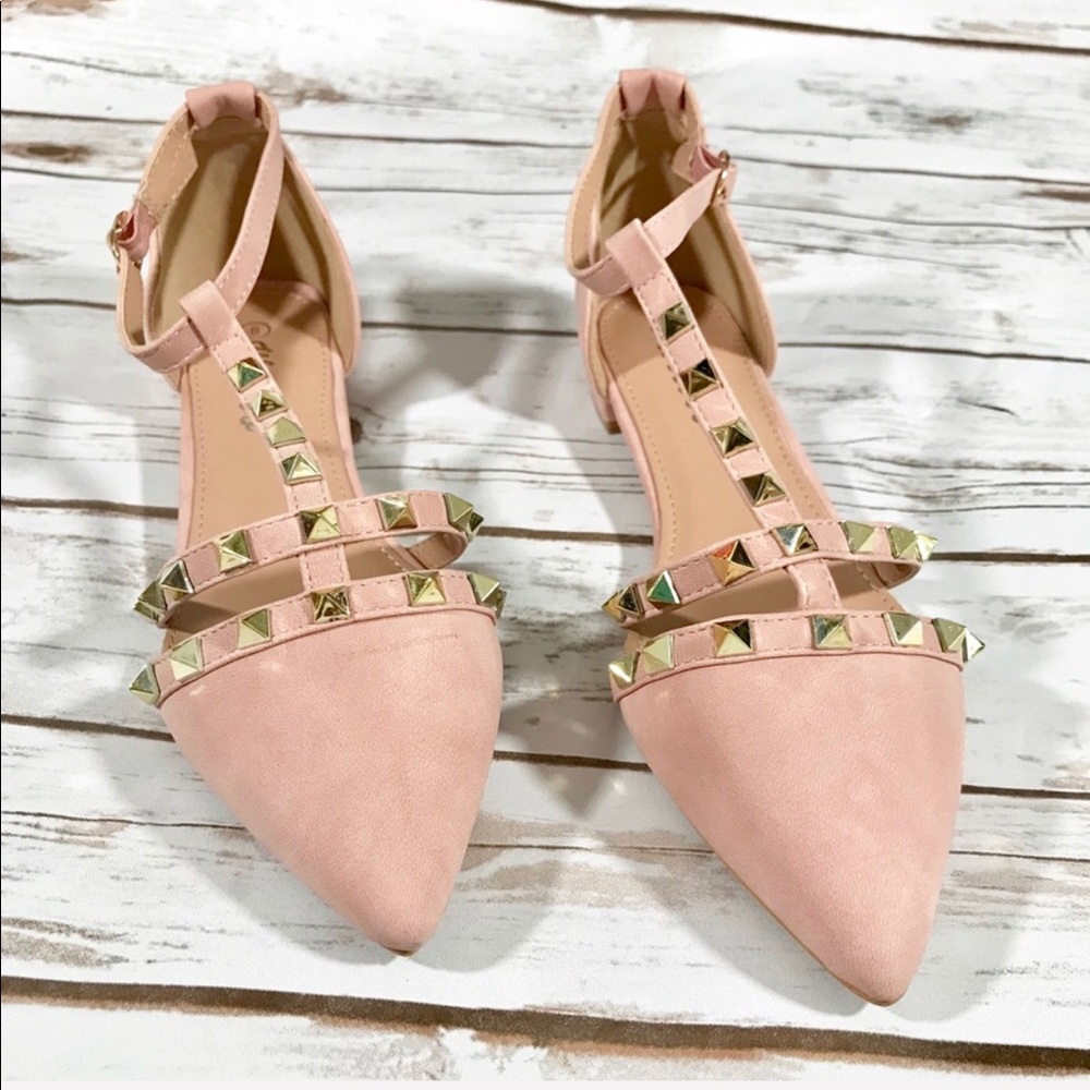 LAST ONE!! SZ 8!! Blush Chic T Studded Flats - Picture 3 of 3